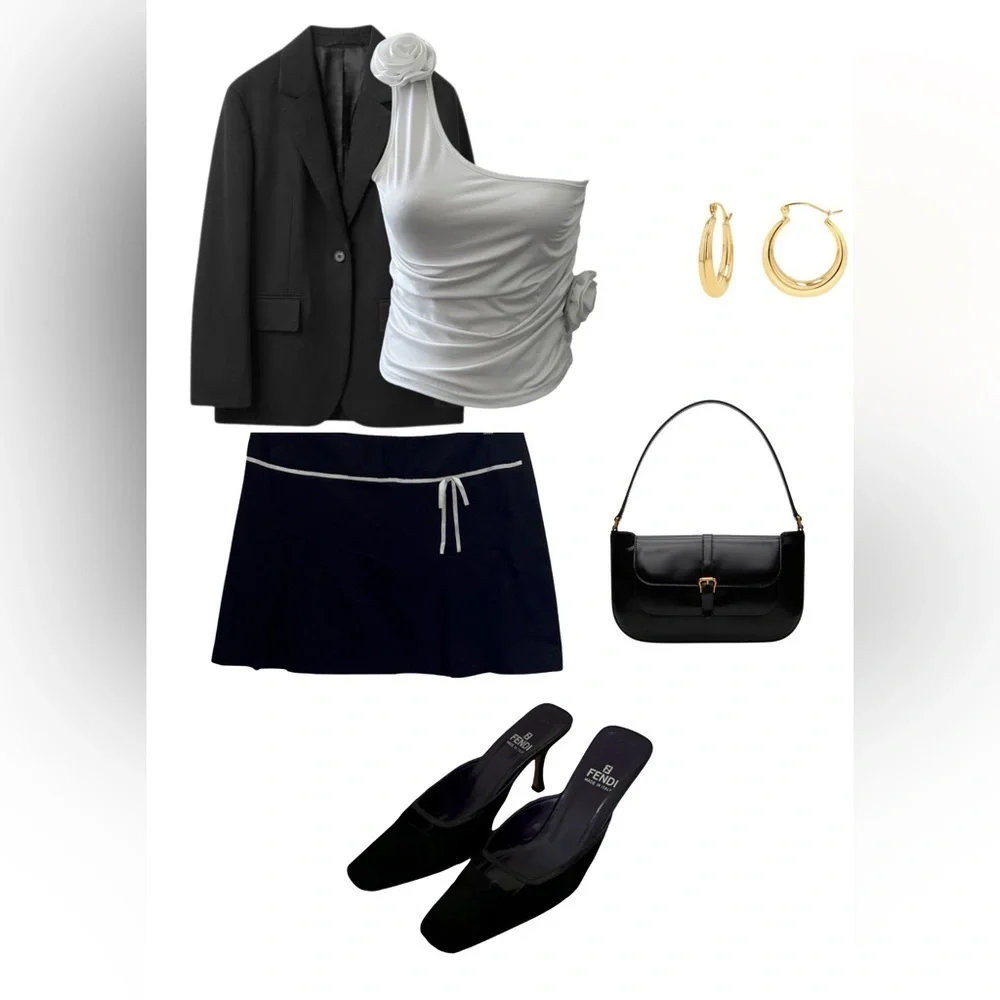 Mid Rise Bow Mini A-Line Skirt